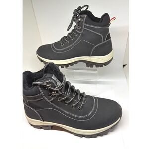 Cestfini Hiking Boots Women 38 Black Excellent Faux Fur Lined Lace Up Lug Sole